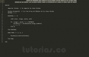 programacion en pseudocodigo: aplicacion clase Alcoba