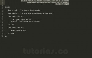 programacion en pseudocodigo: aplicacion clase Aula