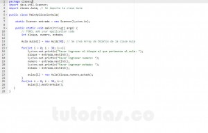 programacion en java: aplicacion clase Aula