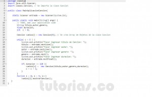 programacion en java: aplicacion clase cancion