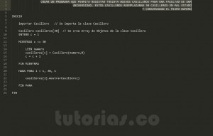 programacion en pseudocodigo: aplicacion clase Casillero