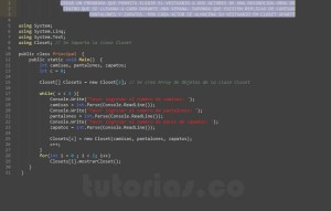 programacion en c#: clase aplicacion closet