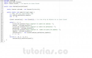 programacion en java: clase aplicacion closet