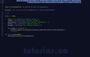 programacion en python: aplicacion clase Correspondencia