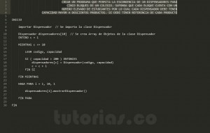 programacion en pseudocodigo: clase aplicacion Dispensador