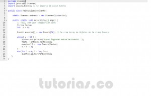 programacion en java: aplicacion clase Evento