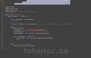 programacion en c#: aplicacion clase Factura