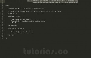 programacion en pseudocodigo: clase aplicacion Facultad