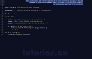 programacion en python: aplicacion clase hectarea