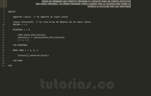 programacion en pseudocodigo: aplicacion clase Lienzo