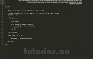 programacion en pseudocodigo: aplicacion clase Mercado