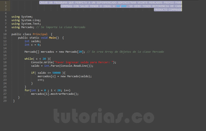 POO + visualStudio c# (aplicacion clase Mercado)