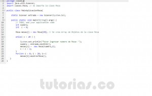 programacion en java: aplicacion clase Mesa