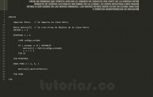 programacion en pseudocodigo: aplicacion clase Metro