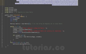programacion en c#: aplicacion clase Metro