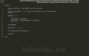 programacion en pseudocodigo : aplicacion clase Persona