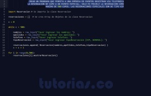 programacion en python: aplicacion clase Reservacion