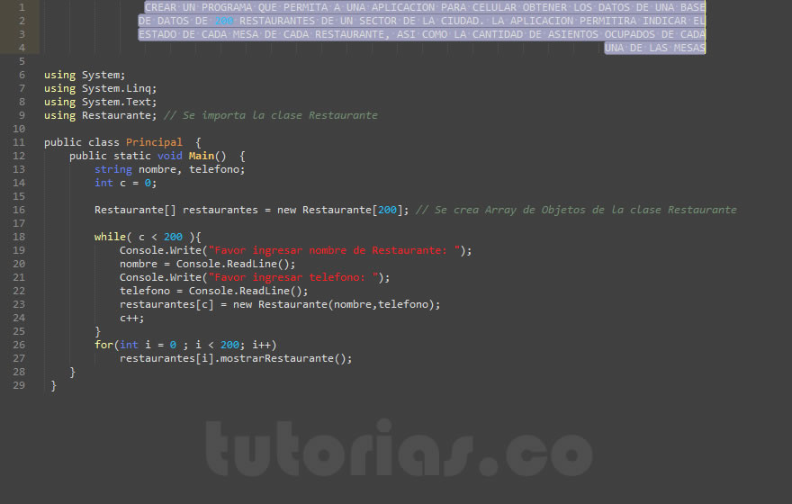 POO + visualStudio c# (aplicacion clase Restaurante)