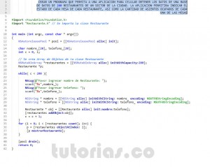 programacion en objective C: aplicacion clase Restaurante