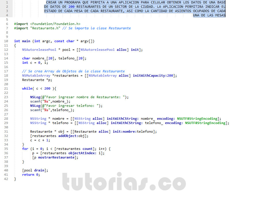 POO + Objective C (aplicacion clase Restaurante)