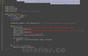 programacion en c#: aplicacion clase Transporte