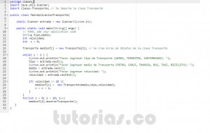 programacion en java: aplicacion clase Transporte