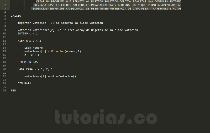 POO + pseudocodigo (aplicacion clase Votacion)