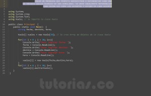 programacion en c#: aplicacion clase Vuelo