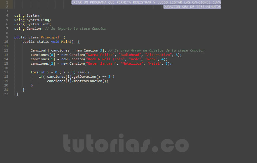 POO + visualStudio c# (consulta clase Cancion)