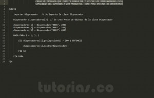 programacion en pseudocodigo: consulta clase Dispensador