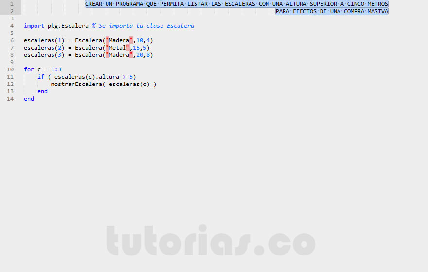 POO + matLab (consulta clase Escalera)