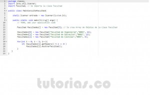 programacion en java: consulta clase Facultad