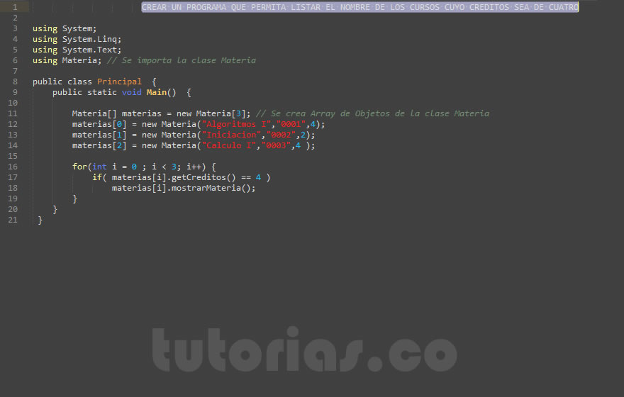 POO + visualStudio c# (clase consulta Materia)