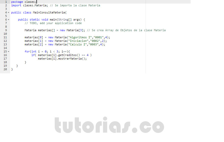 POO + java (clase consulta Materia)