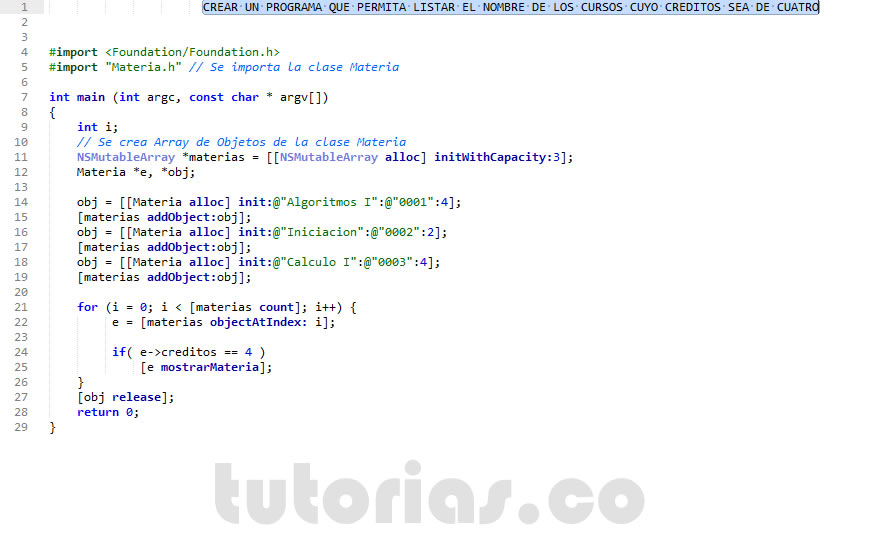 POO + Objective C (clase consulta Materia)