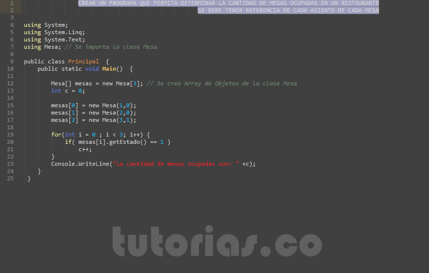 POO + visualStudio c# (consulta  clase Mesa)