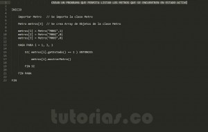 programacion en pseudocodigo: consulta clase Metro