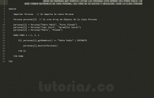 programacion en pseudocodigo: consulta clase Persona