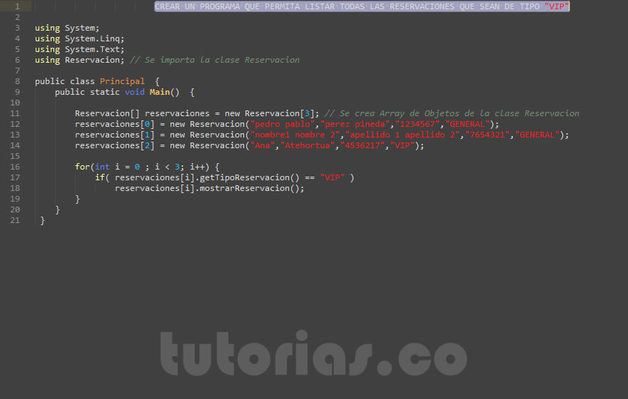 POO + visualStudio c# (consulta clase Reservacion)