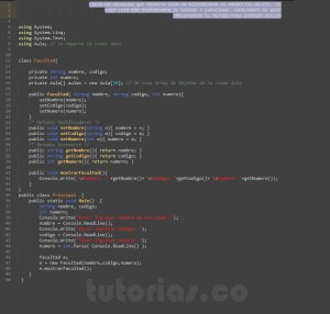 programacion en c#: clase Facultad