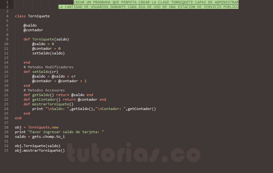 POO + ruby  (clase Torniquete)