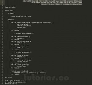 programacion en pseudocodigo: clase Vuelo