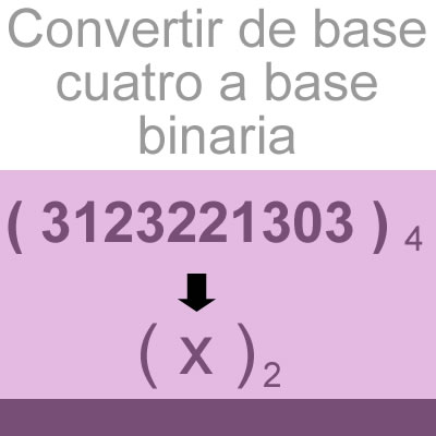 sistemas numericos (convertir de base cuatro a binario [3123221303])