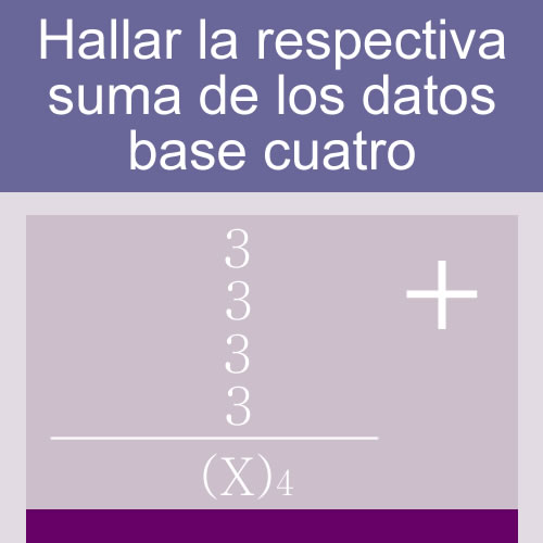 sistemas numericos + suma de bases (base cuatro: 1 digito cuatro hileras)