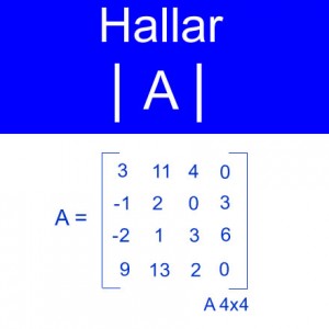 algebra lineal: calculo determinantes orden 4x4 tres ceros