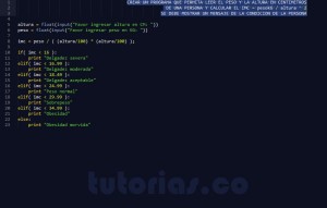 programacion en python: calculo indice masa corporal