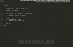 programacion en pseudocodigo: actualizar valor en posicion de vector