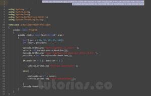 programacion en c#: actualizar valor en posicion de vector
