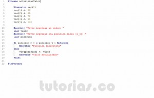 programacion en pseint: actualizar valor en posicion de vector