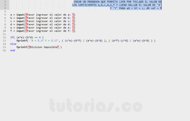 Operadores – MatLab (ecuaciones Lineales) | Tutorias.co